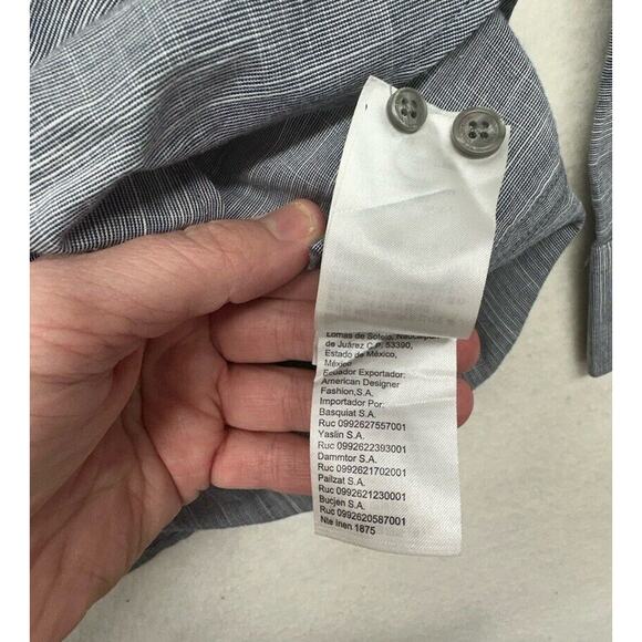 CALVIN KLEIN Mens Dress Shirt Size Large‎ Gray White Button Up Logo CK - Picture 7 of 8